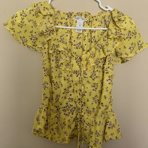 Yellow coquette corset floral top 🎀🎀